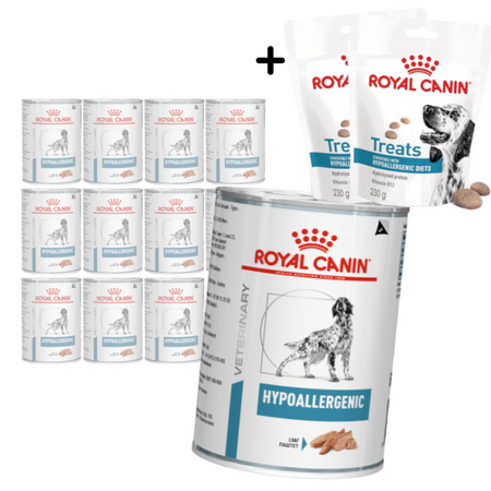 Royal Canin Veterinary VHN Dog Hypoallergenic 12x400g Mokra Karma Pasztet Dla Psów z Nietolerancją Pokarmową + GRATIS Przysmak 2x230g