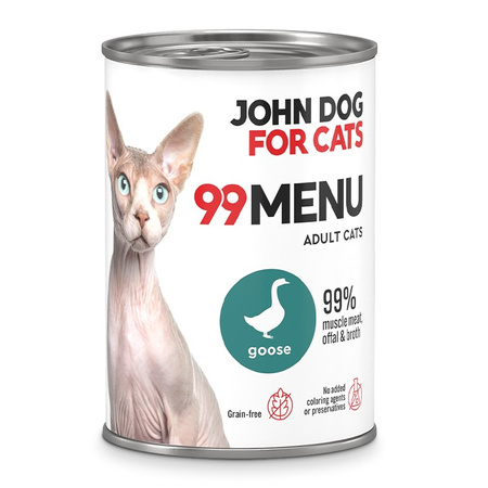 John Dog for Cats 99 Menu Mokra Karma Dla Dorosłych Kotów Z Gęsią 24x400g