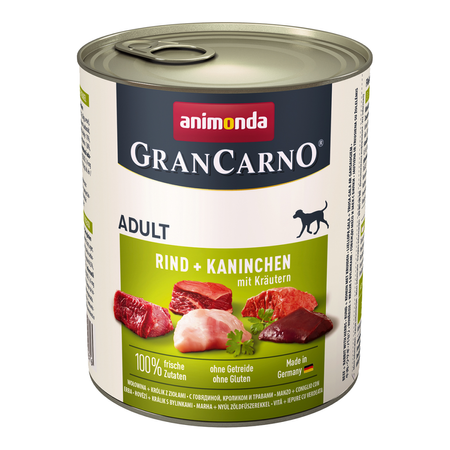 Animonda GranCarno Adult 24x800g Mokra Karma Dla Psa z Wołowiną Królikiem i Ziołami