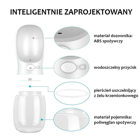 Przenośny dozownik wody dla psa, miska dla picia 550ml kolor BIAŁY