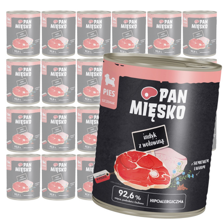 Pan Mięsko 24x800g Hipoalergiczna Mokra Karma Dla Szczeniąt Indyk Z Wołowiną