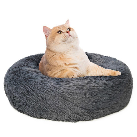 Pluszowe Legowisko Dla Psa I Kota M 60cm W Kolorze Ciemnoszarym
