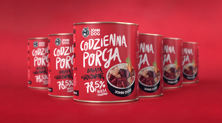 John Dog Codzienna Porcja Wołowina 6x 850g - mokra karma dla psa, 78,5% mięsa