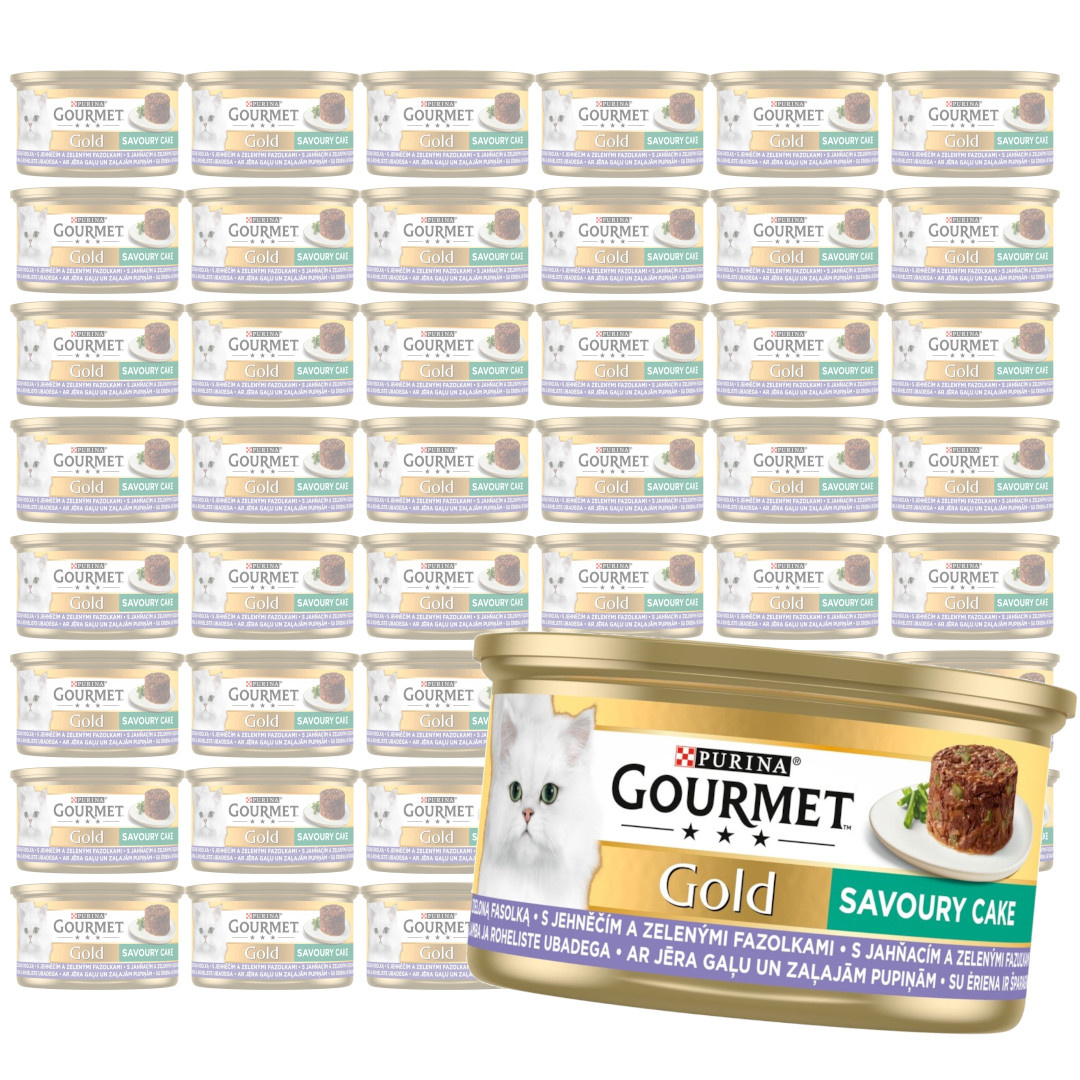 Purina Gourmet Gold z Jagnięciną i Zieloną Fasolką 48x85g Mokra Karma Dla Kota Savoury Cake