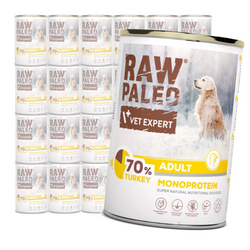 Vet Expert Raw Paleo Adult Monoprotein 24x400g Mokra Karma Dla Psa z Indykiem