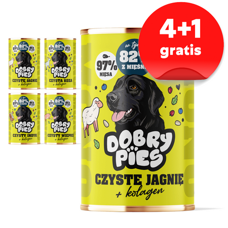 Dobry Pies 5x400g Mix 4 Smaków z Kolagenem 4+1 GRATIS 