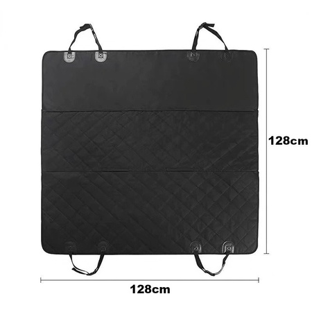 Mata dla psa samochodowa, pokrowiec na tylne siedzenia, bagażnik 128x128cm Czarna
