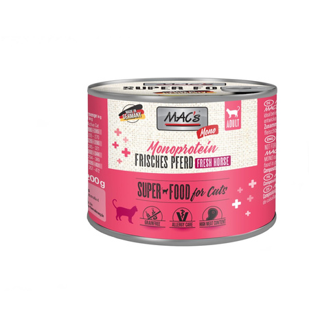 MAC's 6x200g Monoproteinowa Mokra Karma Dla Kota Konina Jagnięcina Indyk