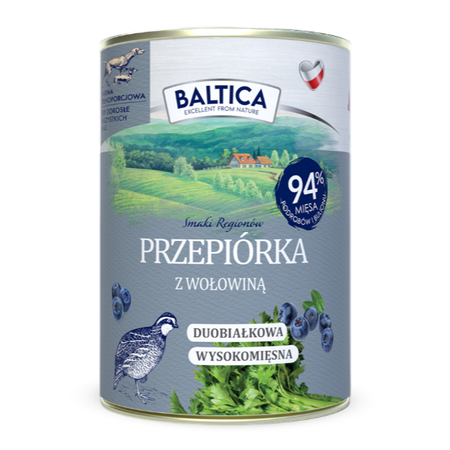 Baltica Przepiórka z Wołowina 12x400g Duoproteinowa Bezzbożowa Mokra Karma Dla Psa