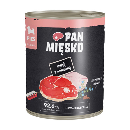 Pan Mięsko 6x800g Hipoalergiczna Mokra Karma Dla Szczeniąt Indyk Z Wołowiną