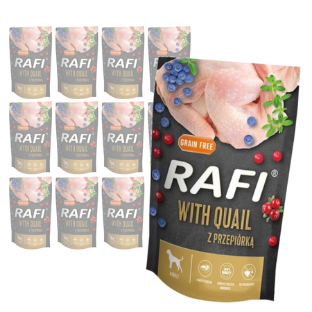 Rafi 12x500g Mokra Bezzbożowa Karma Dla Dorosłych Psów Z Przepiórką Żurawiną I Borówką