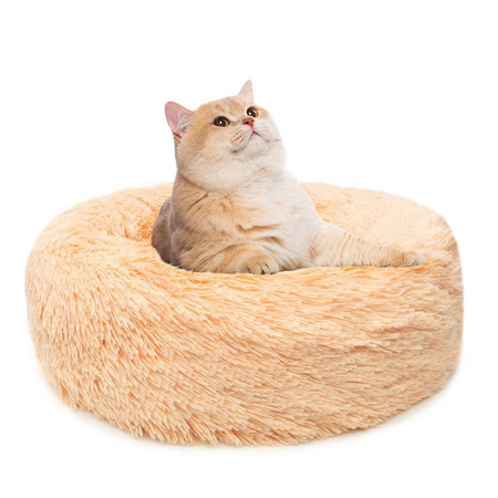 Legowisko Dla Psa I Kota Pluszowe S 50cm Ciepłe Beżowe