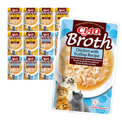 Inaba Cat Ciao Broth 12x40g Uzupełniająca Karma Dla Kota Bulion Kurczak Przegrzebki	