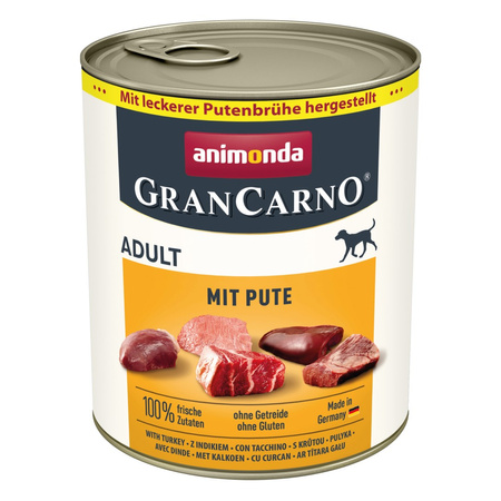 Animonda GranCarno Adult 12x800g Mokra Karma Dla Psa z Indykiem