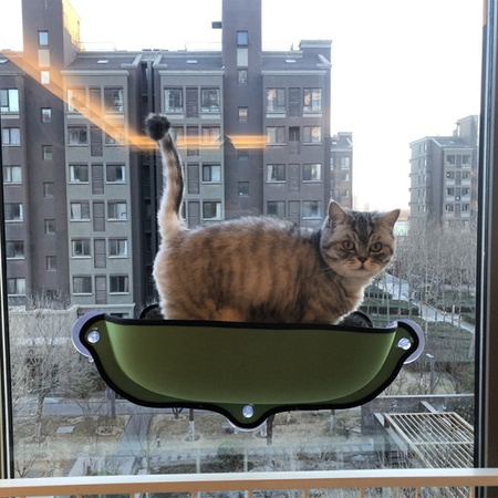 Legowisko dla kota na okno na przyssawkach hamak kolor ZIELONY