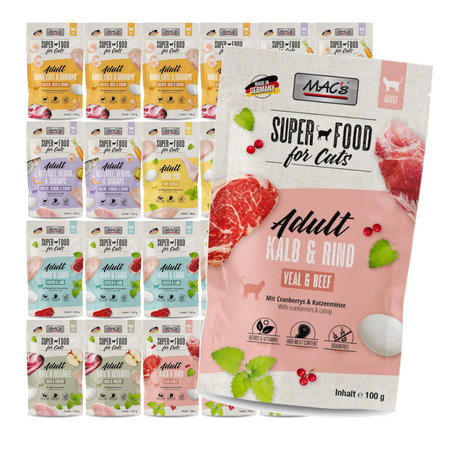 MAC's Mokra Karma Dla Kota Mix Smaków 24x100g Kurczak Kaczka Krewetki Jagnięcina Cielęcina Wołowina