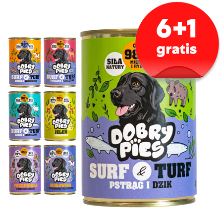 Dobry Pies 7x400g Mokra Karma Dla Psów Wszystkich Ras Zestaw 7 Smaków 6+1 GRATIS 