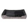 Legowisko Dla Psa S - 42x37 cm Czarno-Szare Pluszowe Prostokątne