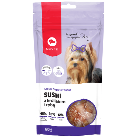 MACED SUSHI KRÓLIK RYBA 60g, PRZYSMAK DLA PSA