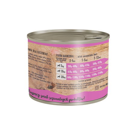 Wiejska Zagroda Mięsna Uczta 200g Puszka - Karma mokra dla szczeniąt, 94% mięsa