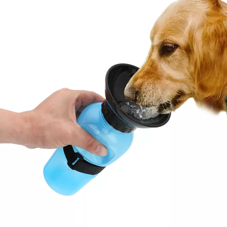 BUTELKA turystyczna dla psa 500ml BIDON na spacer BŁĘKITNA