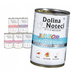Dolina Noteci Premium Junior Mix 4 Smaków Mokra Karma Dla Szczeniąt 6x400g Indyk Jagnięcina Królik Wołowina