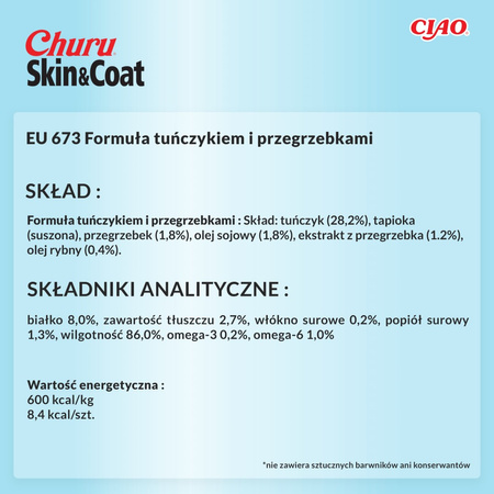Inaba Cat Churu Skin Coat 4x14g (56g) Kremowy Przysmak Dla Kota Pasta Z Tuńczykiem I Przegrzebkami
