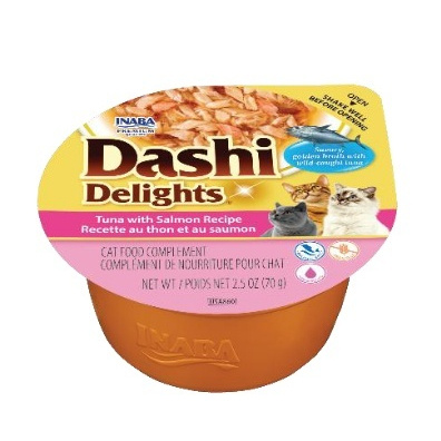 Inaba Cat Dashi Delights Mix 12x70g Uzupełniająca Karma Dla Kota Bulion z Tuńczykiem Serem Łososiem i Bonito