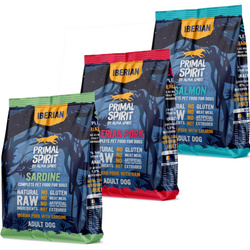Primal Spirit Iberian Pork Salmon Sardine Karma Sucha Dla Psów 3x1kg Wieprzowina Łosoś Sardynki