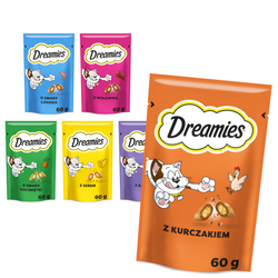 Dreamies Przysmaki Dla Kota 6x60g Chrupiące Paszteciki z Nadzieniem Mix 6 Smaków