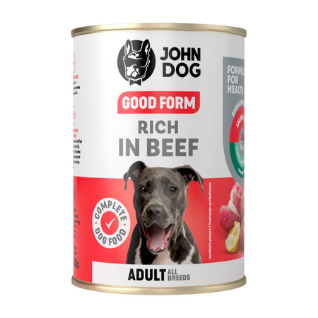 JOHN DOG Good Form Bogata w Wołowinę 400g Mokra Karma Dla Psów Dorosłych