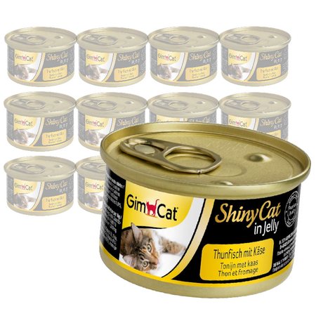 GimCat ShinyCat Mokra Karma Dla Kota Z Tuńczykiem I Serem W Galaretce 12x70g