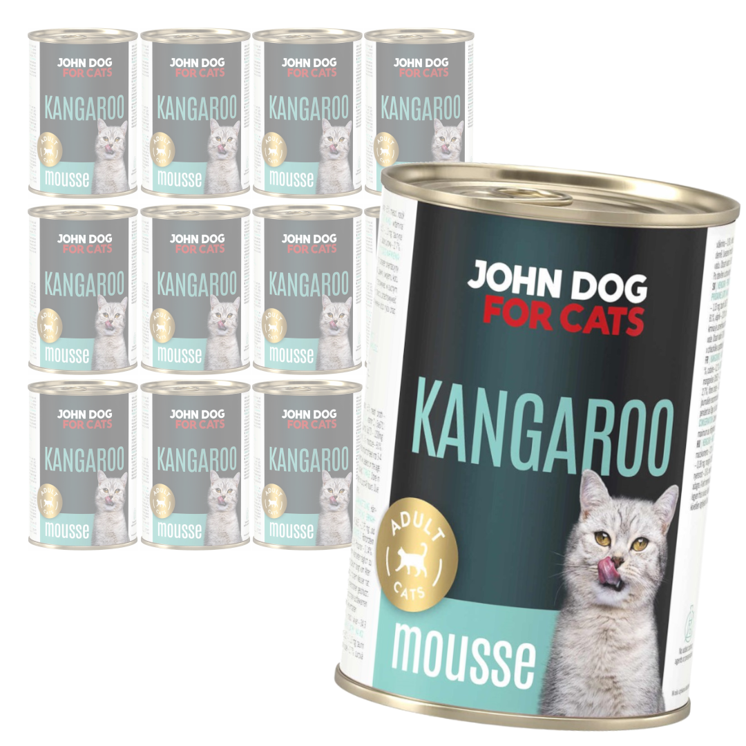 John Dog For Cats 12x400g Mokra Karma Dla Dorosłych Kotów Z Kangurem Mus