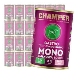 Champer Gastro 24x400g Monobiałkowa Mokra Karma Dla Psa Z Łososiem Wsparcie Układu Pokarmowego