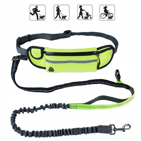 Saszetka Nerka Pas + Smycz Do Biegania Z Psem Kolor Cytrynowy