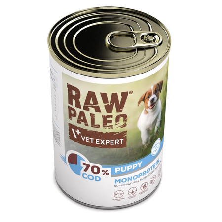 Raw Paleo Monoprotein Puppy 12x400g Mokra Karma Dla Szczeniąt z Dorszem