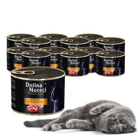 Dolina Noteci PREMIUM 12x185g bogata w kaczkę Mokra karma dla kota