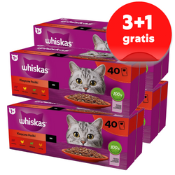 Whiskas Adult 160x85g Klasyczne Posiłki - Mokra Karma Dla Dorosłych Kotów 4 Smaki W Sosie 3+1 GRATIS