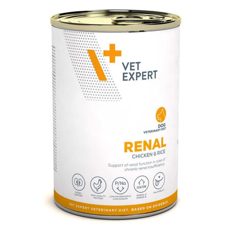 VetExpert Veterinary Diet Renal Dog 12x400g Mokra Karma Weterynaryjna z Kurczakiem Dla Psa z Niewydolnością Nerek