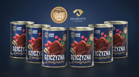 John Dog Berry Line Dziczyzna Z Malinami 12x400g Mokra Karma Dla Dorosłych Psów