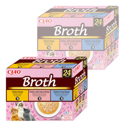Inaba Cat Ciao Broth 48x40g Uzupełniająca Karma Dla Kota Bulion z Kurczakiem Łososiem i Tuńczykiem