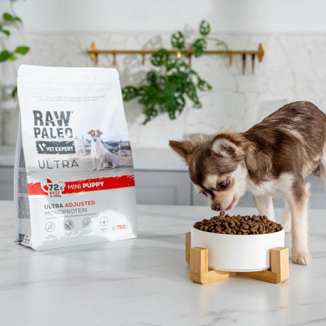 Raw Paleo Ultra Beef Mini Puppy 8kg Sucha Karma z Wołowiną Dla Szczeniąt Ras Małych border=