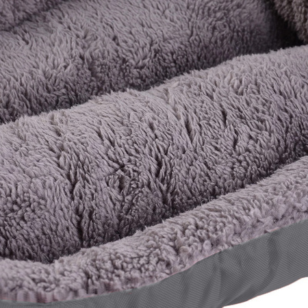 Legowisko Dla Psa L - 60x52 cm Szare Pluszowe Prostokątne
