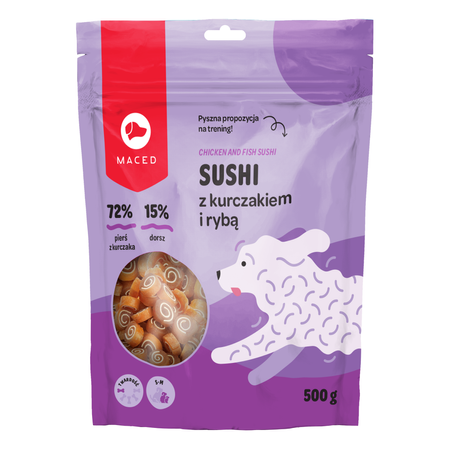 Maced Sushi Z Kurczakiem I Rybą Miękki Przysmak Treningowy Dla Psa 500g