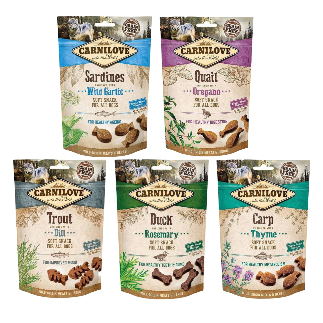 Carnilove Semi Moist Snack 5x200g Miękkie Przysmaki dla Psa Mix Smaków
