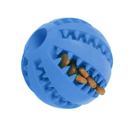 Piłka Gumowa na Smaczki Dla Psa Zabawka Dentystyczna Gryzak 5cm Niebieska