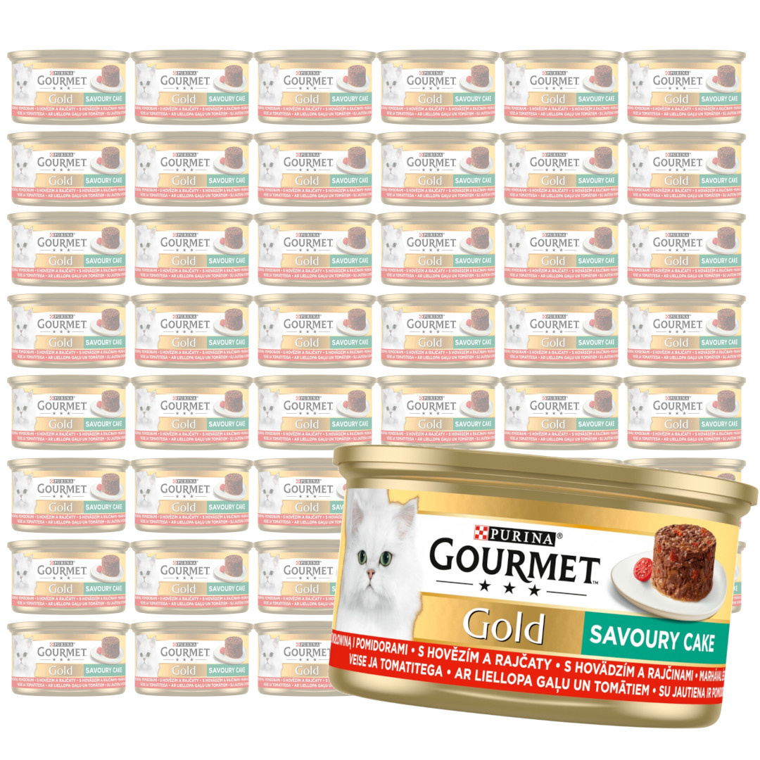 Purina Gourmet Gold z Wołowiną i Pomidorami 48x85g Mokra Karma Dla Kota Savoury Cake