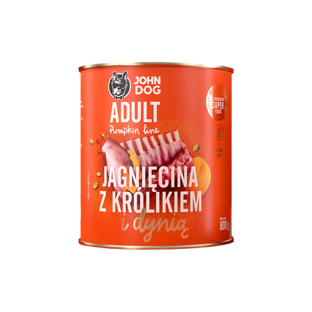 John Dog Karma Mokra Dla Psa Pumpkin Line Mix 6 Smaków 12x800g Dzik Wołowina Indyk Jagnięcina Królik Kaczka
