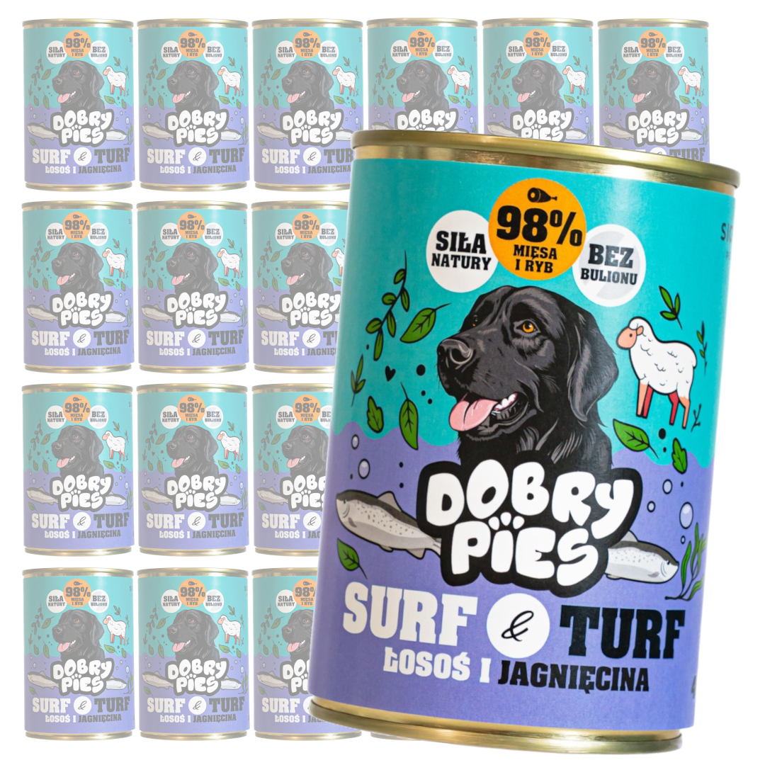 Dobry Pies Surf & Turf Mokra Karma Dla Dorosłych Psów Z Łososiem I Jagnięciną