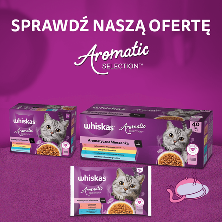 Whiskas Adult Aromatyczna Mieszanka Saszetki 80x85g Mokra Karma Pełnoporcjowa Dla Kota w Sosie